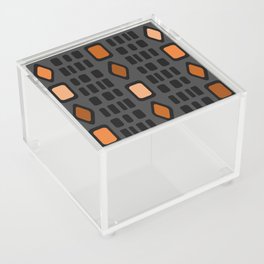 Retro Diamonds Rectangles Black Orange Acrylic Box