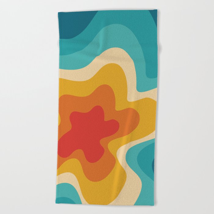 Colorful retro style swirl design 4 Beach Towel