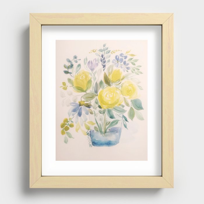 Watercolor loose florals Recessed Framed Print