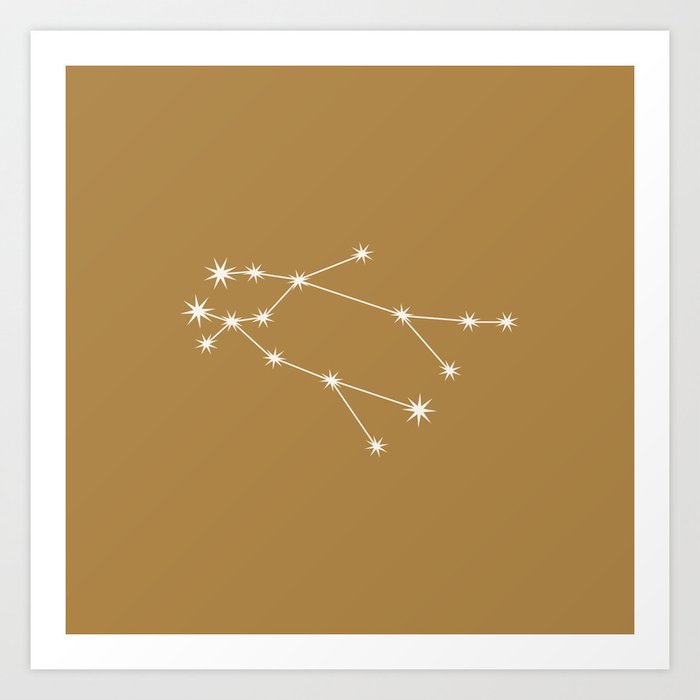 GEMINI Vintage Orange – Zodiac Astrology Star Constellation Art Print