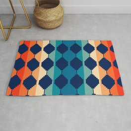 70s Colored Ethnic Pattern Area & Throw Rug