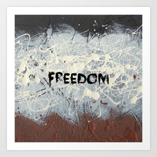 Freedom Pollock Rothko Inspired Black White Red - Modern Art Print