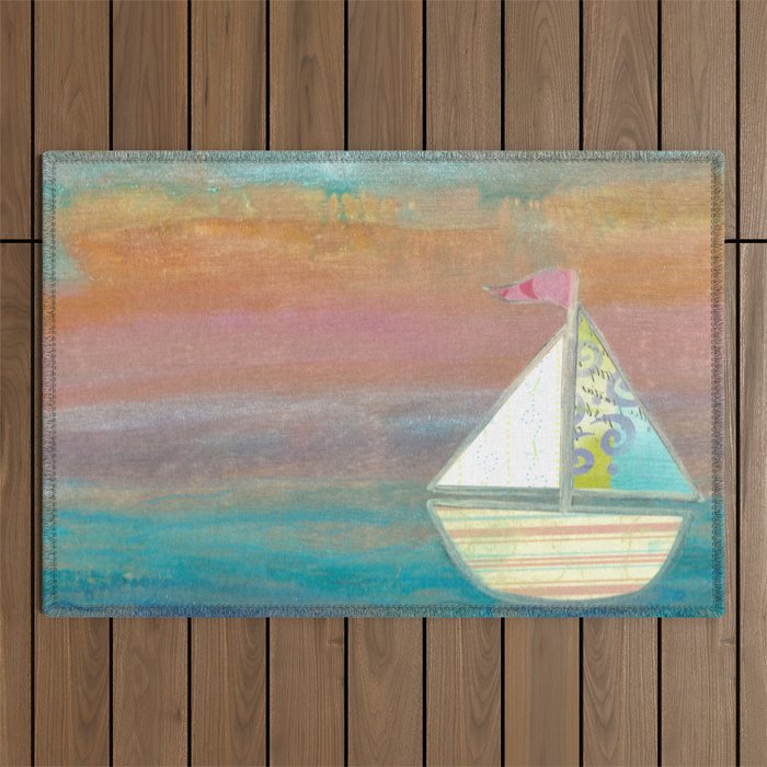 Come Sail Away Sunset Outdoor Rug