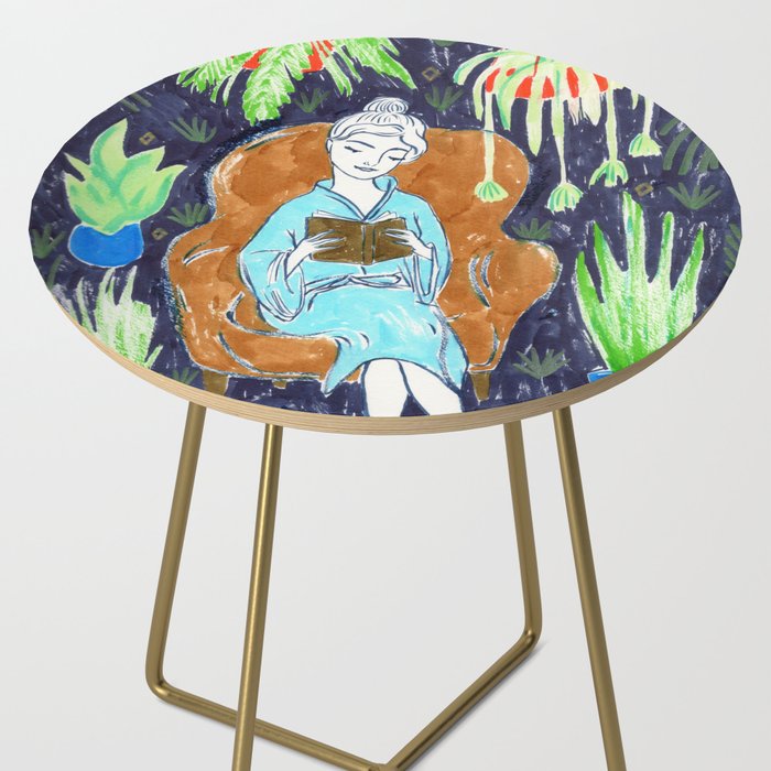 Jungle Reading Room Drawing By Amanda Laurel Atkins Side Table By Amandalaurelatkins