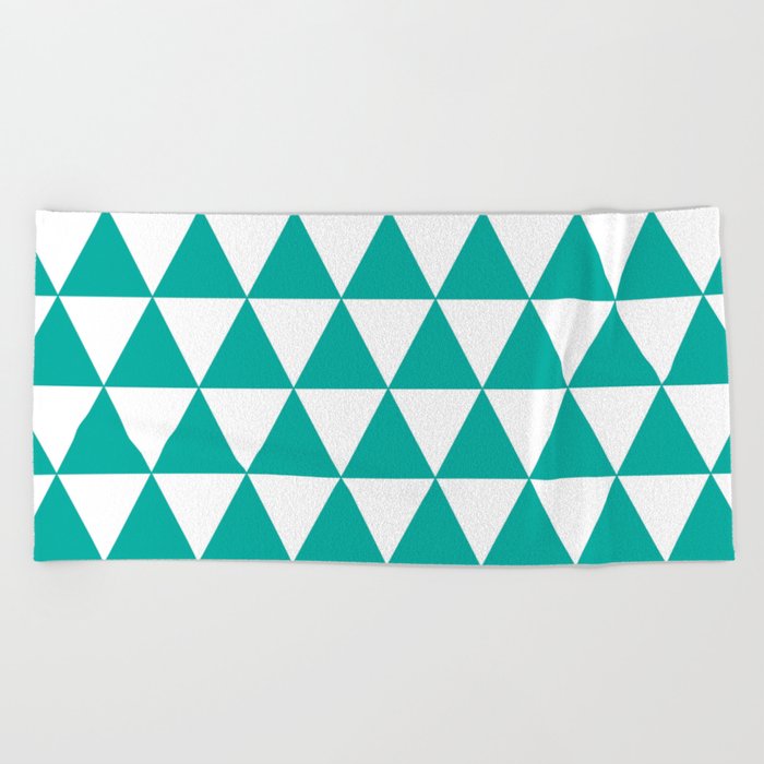 Triangle Texture (Turquoise & White) Beach Towel