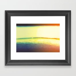 Morning Rushes by the Caniy Shore - Mountain in the Ocean at Sunrise -  Nature Landscape in Blue & Orange Framed Art Print
