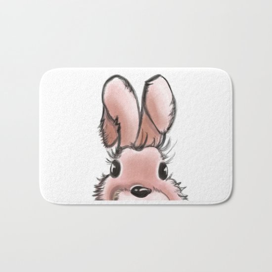 Pink rabbit Bath Mat