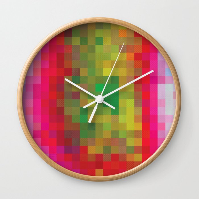 Digital Patchwork: Fuchsia Wall Clock