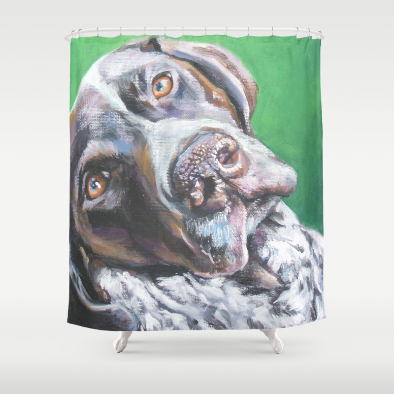 Gsp German Shorthaired Pointer Dog Portrait Art From An Original Painting By L A Shepard Shower Curtain By Thedoglover Society6