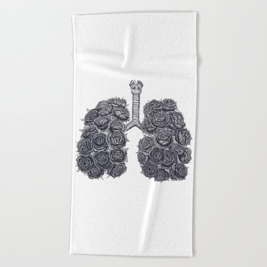 Lungs with peonies Beach Towel