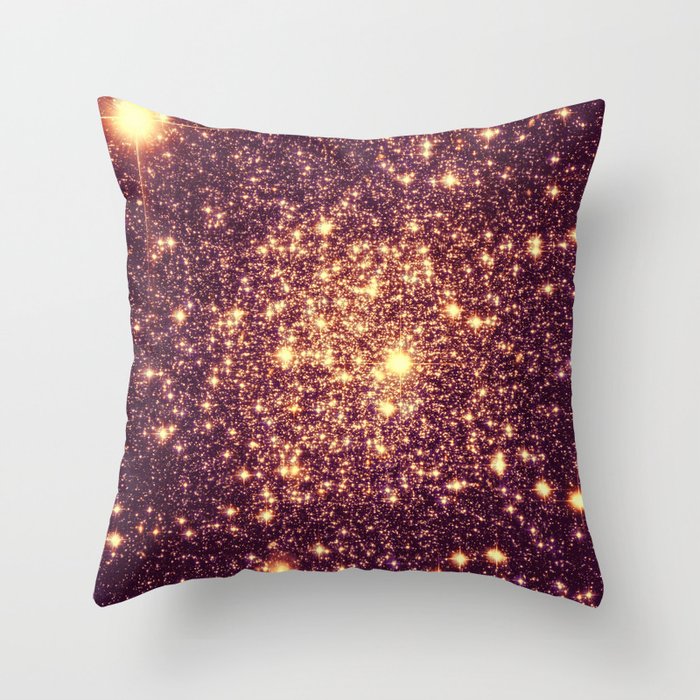 Rose Gold Galaxy Sparkle Stars Throw Pillow