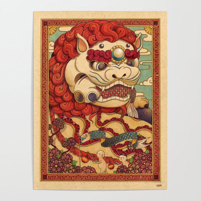 Chinese Lion Poster