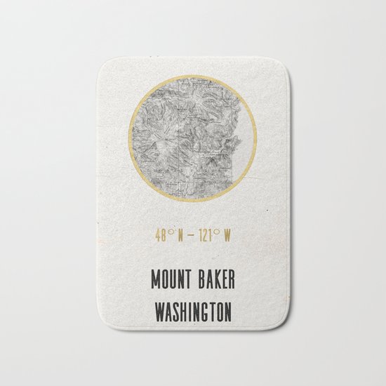 Mount Baker Washington Location Map Print Bath Mat