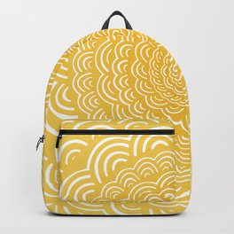 Spiral Mandala (Yellow Golden) Curve Round Rainbow Pattern Unique Minimalistic Vintage Zentangle Backpack