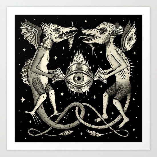 Heraldic Beasts with All-Seeing Orb Art Print