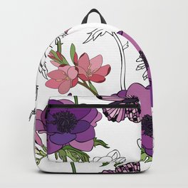 Flower vintage pattern with assorted plants. Vintage pro-vance style Backpack | Date, Beautiful, Butterflyvintage, Bloom, Decorative, Drawing, Elegant, Border, Day, Design 