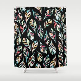 Seamless pattern of leaves. Hand drawing colored pencisl. Botanical illustration vintage.  Shower Curtain