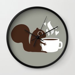 Squirrel Coffee Lover | Cute Woodland Animal Wall Clock