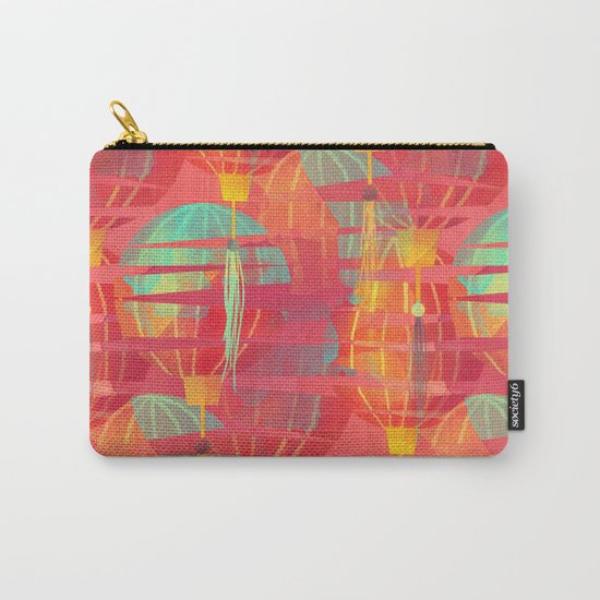 Watercolor Paper Lanterns on Pink Carry-All Pouch