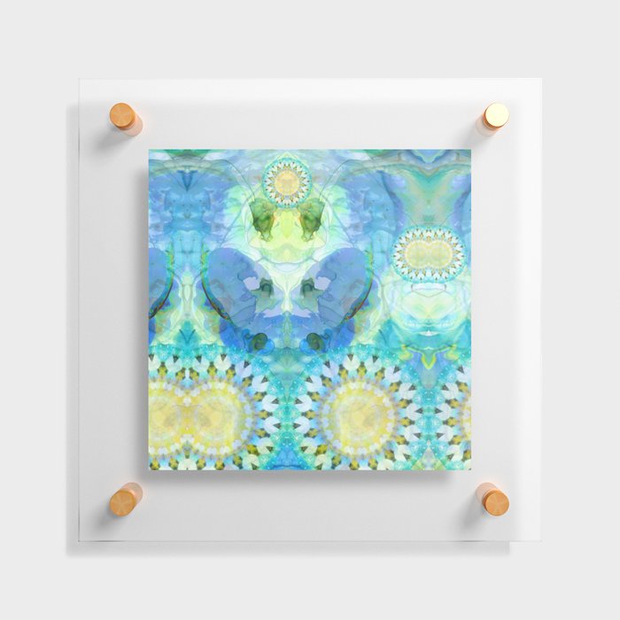 Sun Birth Blue And Yellow Art by Sharon Cummings Floating Acrylic Print