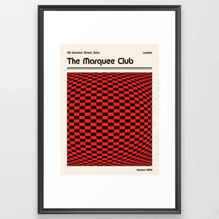 Marquee Club Illustration | Minimalist Art Print | Gig Music Venue Poster Framed Art Print