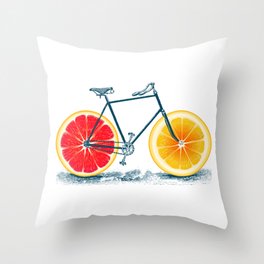 Vintage Orange Old Bike with Retro Cycle Frame Throw Pillow