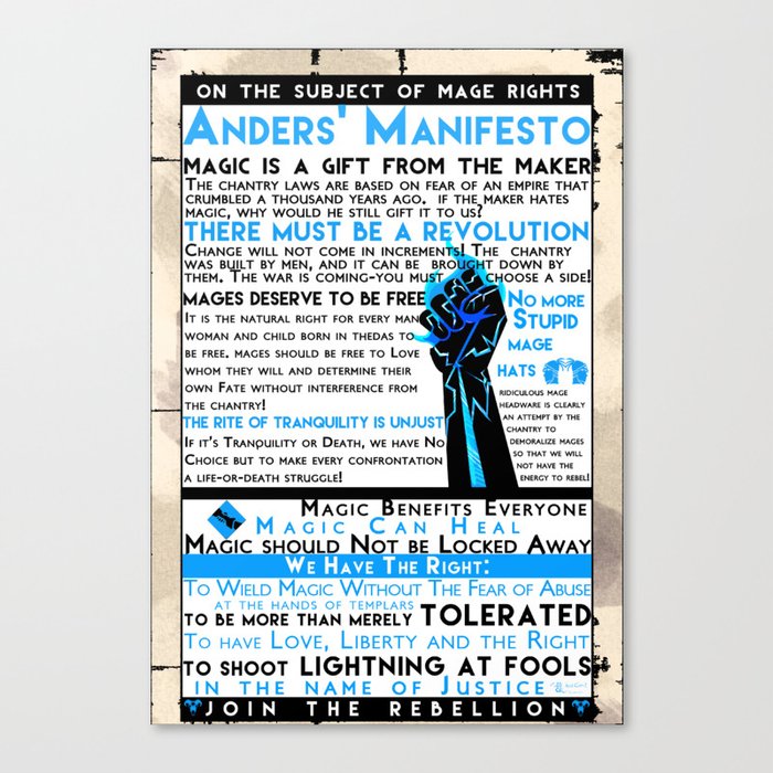 Dragon Age- Ander's Manifesto Canvas Print