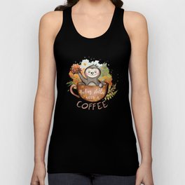 Autumn coffee graphic sublimation sloth Unisex Tank Top