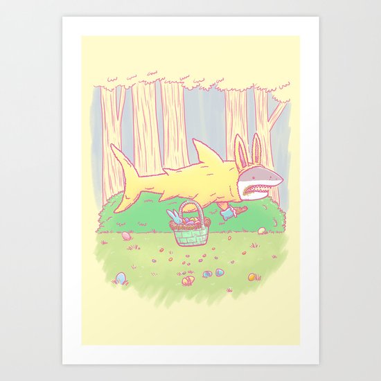 The Easter Bunny Shark Art Print