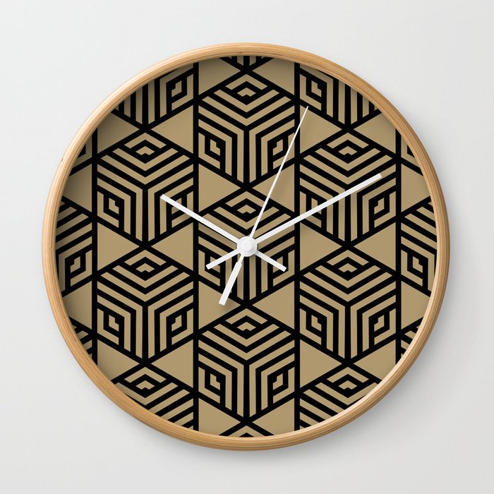 Black and Brown Stripe Cube Tile Pattern - DV 2022 Popular Colour There's No Place Like Home 0318 Wall Clock
