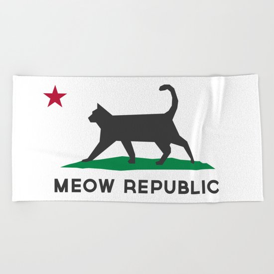 Meow Republic - Flag of Catifornia Beach Towel