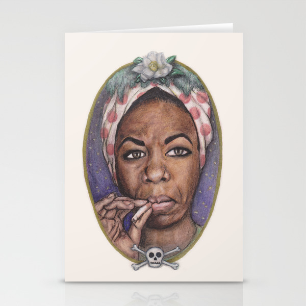 Watercolor Painting Of Nina Simone Stationery Cards By Whiskey
