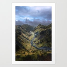River In An Icelandic Mountain Valley  Art Print