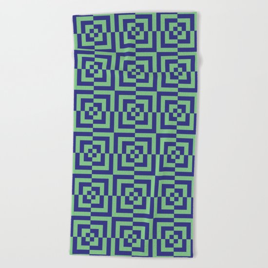 Blue and green - Optical Game 23 Beach Towel