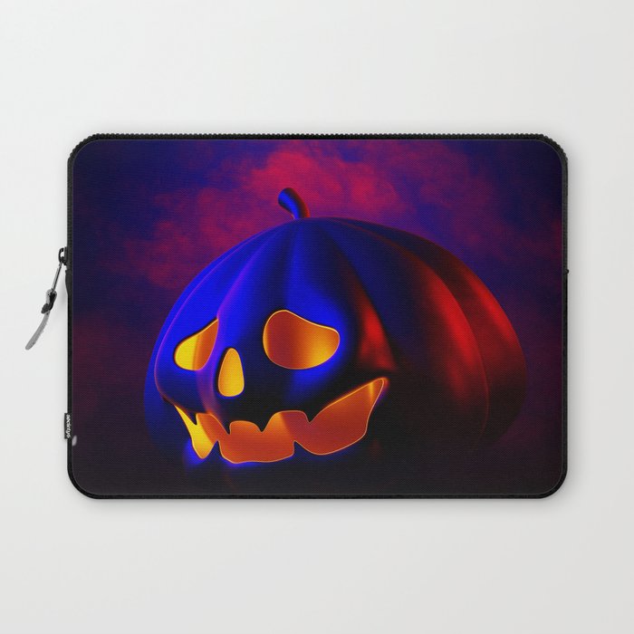Happy Halloween Design with Pumpkins on Dark Background Laptop Sleeve