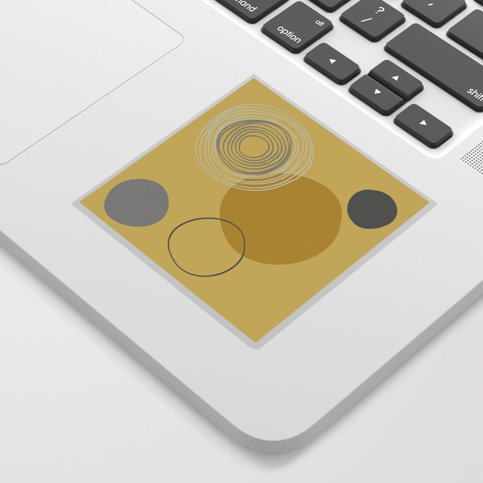 Abstract Circles and Rings in Yellows and Greys Sticker