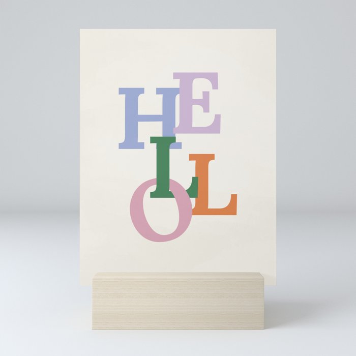 Hello Colorful Welcome Lettering | Pastel Typography Quote Mini Art Print