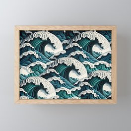 Japanese Décor: The Great Wave - A Hokusai Kanagawa Surfing Print Framed Mini Art Print