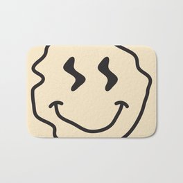 Wonky Smiley Face - Black and Cream Bath Mat