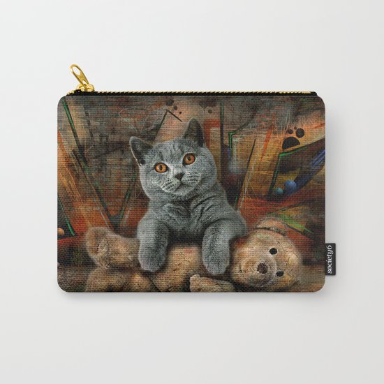 Cat Diesel with teddybear ! Carry-All Pouch