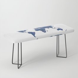 world map in watercolor blue color Bench