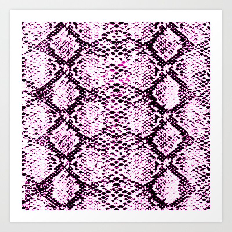 pink neon snake print art print by aryadesignstudio