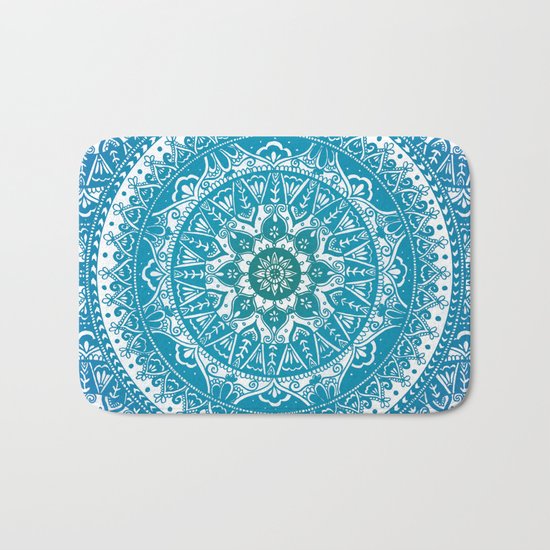 Aquamarine Mandala Pattern Bath Mat