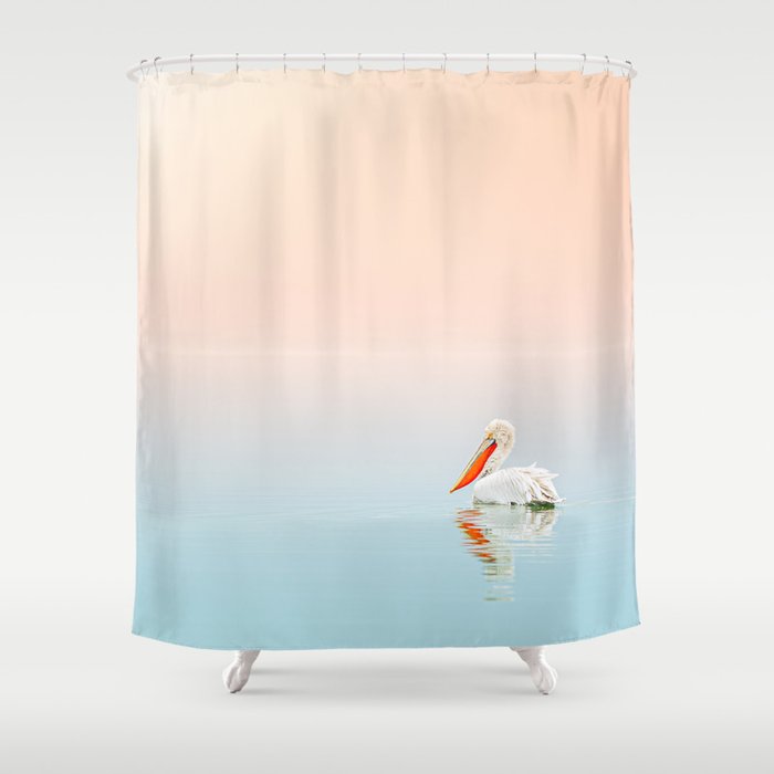 WHITE PELICAN ON BODY OF WATER Shower Curtain
