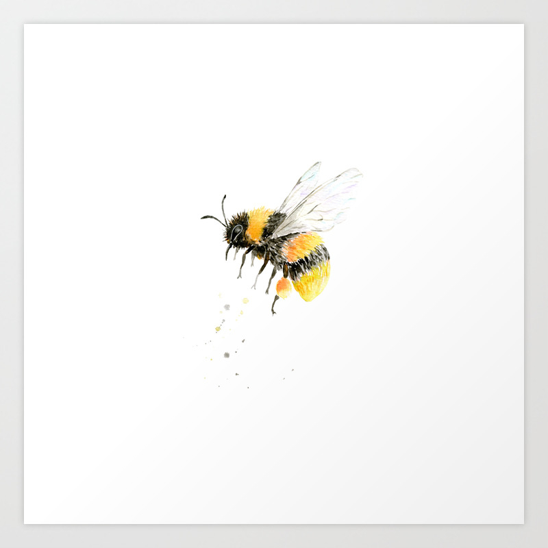 Watercolor Painting Bumble Bee Art Print By Corner Croft Art | Society6