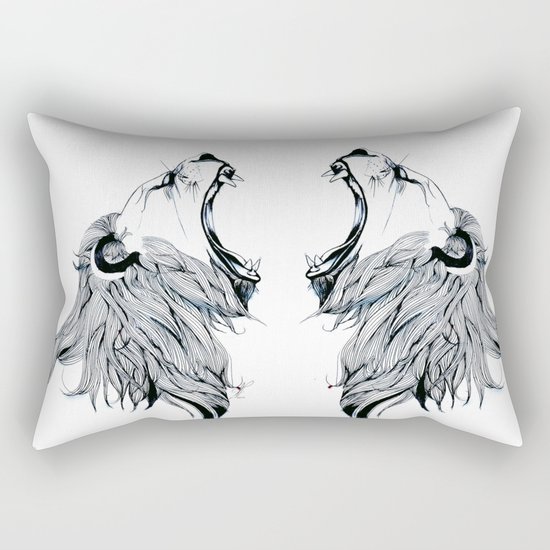 Growling Lion Rectangular Pillow
