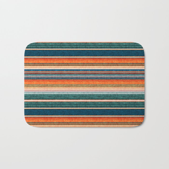 serape southwest stripe - orange & dark teal Bath Mat