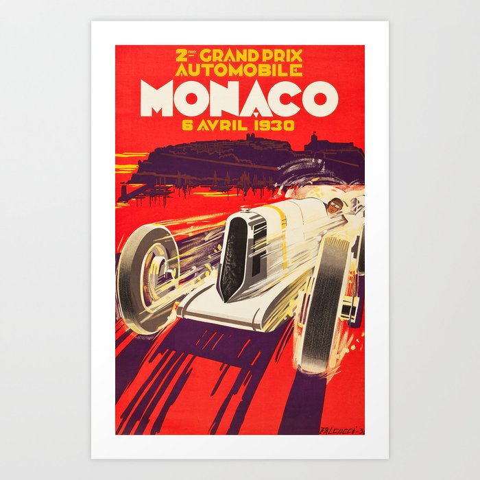 Vintage Racing Poster - Monaco Grand Prix 1930 Art Print