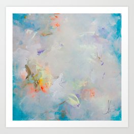 Synchronicity ○● sky, clouds contemporary abstract art, blue painting, nursery Art Print