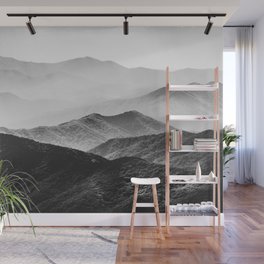 Glimpse - Black and White Mountains Landscape Nature Photography Wall Mural